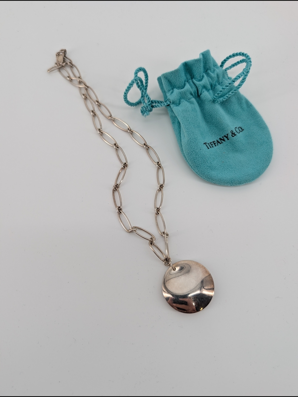 Tiffany & Co. Elsa Peretti sterling silver round pendant necklace